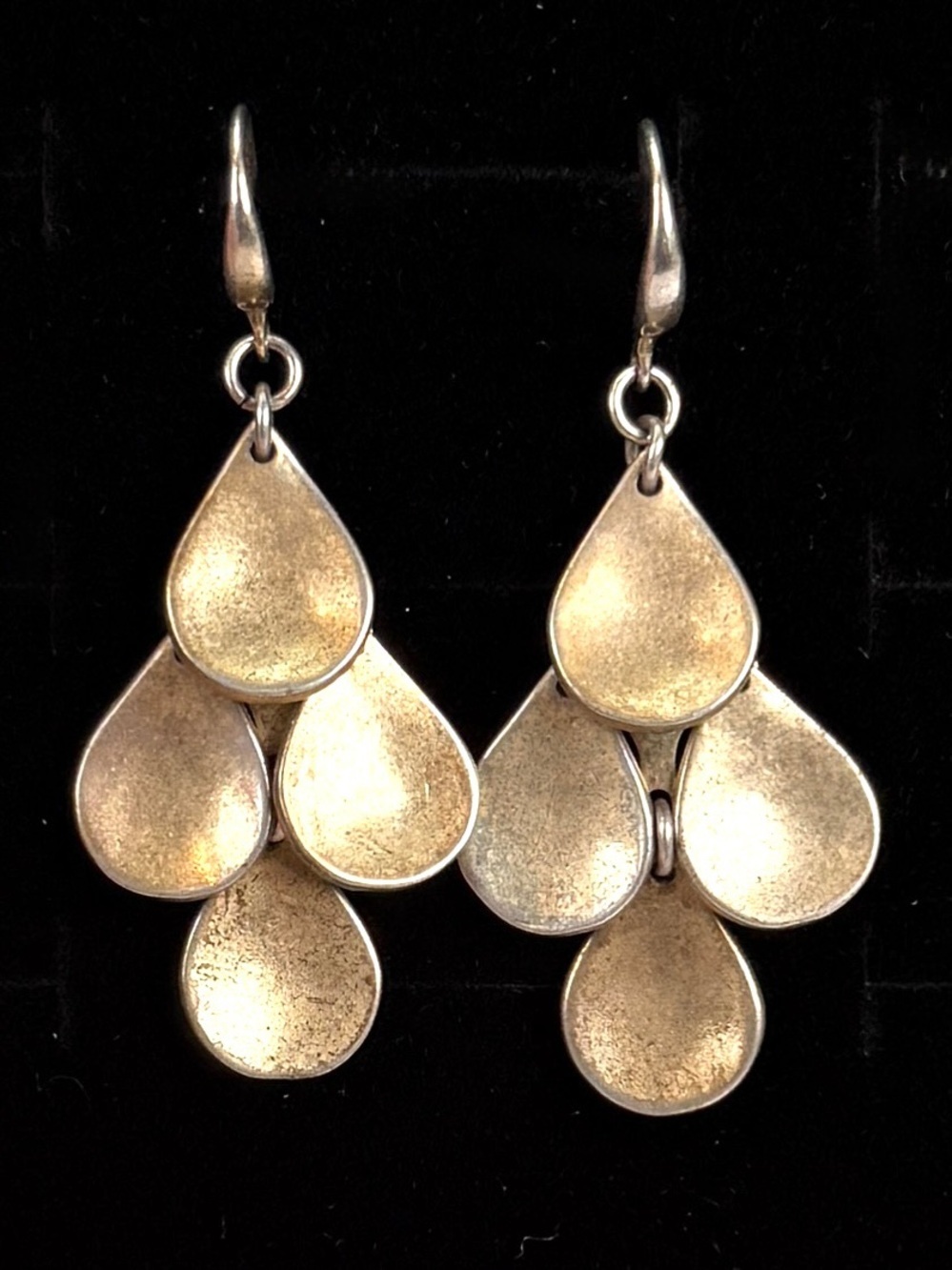 Vintage aged light goldtone, weighted, hinged pierced earrings